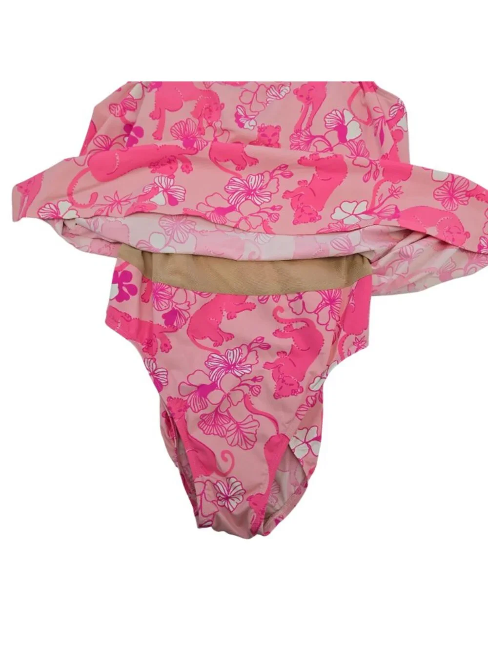 Lilly Pulitzer Grrranium Bermuda Pink Panther One Piece Swimsuit Dress Size 10